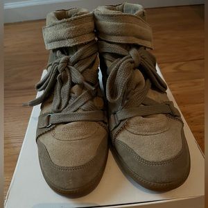 Isabel Marant Suede Sneakers Wedge Heel Taupe Brown Bluebel 39 8